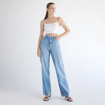 Reserved - Rovné džíny s ozdobnými aplikacemi - modrá - YT359-50J - YT359-50J-40