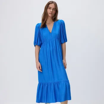 Dámské šaty Reserved - Midi šaty s vysokým podílem viskózy - modrá - 6678B-55X - 6678B-55X-XL