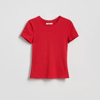 Dámské tričko Reserved - Bavlněné tričko slim fit - červená - 545GA-33X - 545GA-33X-XS