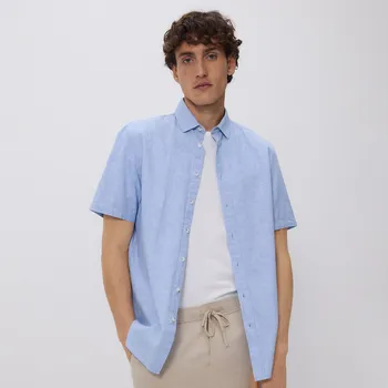 Pánská košile Reserved - Košile střihu regular s&nbsp;vysokým podílem lnu - bleděmodrá - 344CA-05X - 344CA-05X-XL