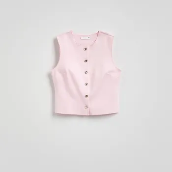 Reserved - Vesta s ozdobnými knoflíky - pastelově růžová - 470GA-03X - 470GA-03X-XL