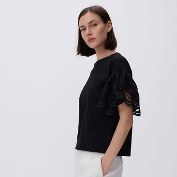 Dámská halenka Reserved - Halenka s krajkovým rukávem - černý - 431FS-99X - 431FS-99X-L