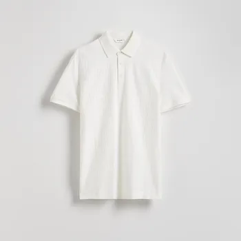 Pánské tričko Reserved - Strukturované polo regular fit - krémová - 874DI-01X - 874DI-01X-M