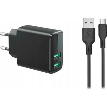 Síťová nabíječka 2x USB 3,4A kabel Micro USB 1m