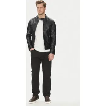 Pánská casual bunda Serge Pariente Kožená bunda Erico Černá Regular Fit XXL