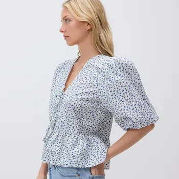 Dámská halenka Reserved - Zavazovací halenka s peplumom - světle modrá - YE341-50X - YE341-50X-S