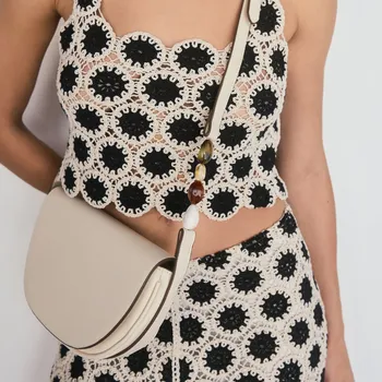 Reserved - Ramenní kabelka s korálky - krémová - 375CN-01X - 375CN-01X-ONE