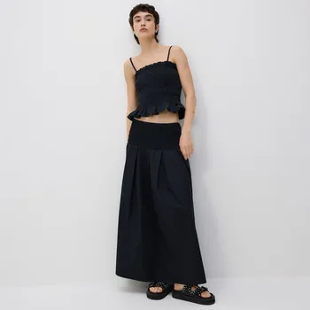 Dámská sukně Reserved - Bavlněná midi sukně - černý - WW202-99X - WW202-99X-S