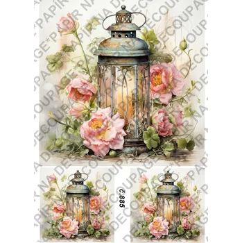Umělecký papír Rýžový a soft papír na decoupage - Lucerna vintage - KB0885 Materiál: Soft, Rozměr: A4