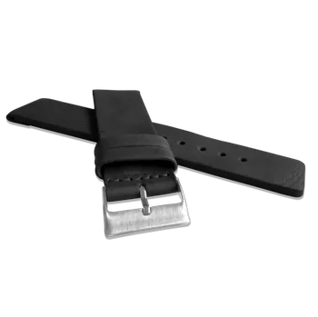 Řemínek na hodinky LAVVU Černý hladký řemínek PLAIN z luxusní kůže Top Grain - 22 LSCUB22