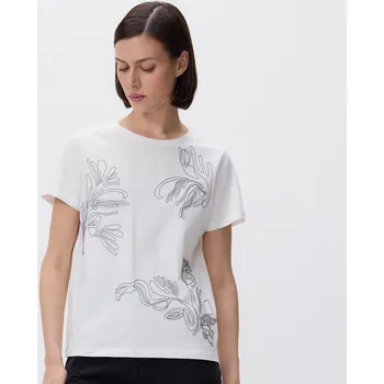 Dámské tričko Reserved - Tričko s vyšíváním - bílá - WU852-00X - WU852-00X-L