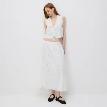 Dámská sukně Reserved - Ažurová midi sukně - krémová - WW199-01X - WW199-01X-L