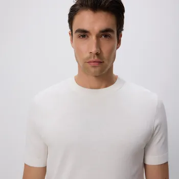 Pánský svetr Reserved - Svetr s krátkým rukávem - krémová - 811BB-01X - 811BB-01X-XXL