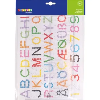 Dětské navlékací korálky PLAYBOX Podložky pro zažehlovací korálky 3ks - Písmena a číslice