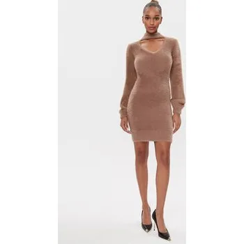 Dámské šaty Guess Úpletové šaty W3BK0Z Z3BS0 Hnědá Slim Fit L