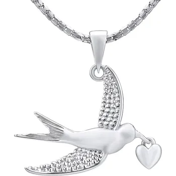 Šperk Stříbrný přívěsek ptáček se srdíčkem