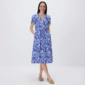 Dámské šaty Reserved - Vzorované midi šaty z viskózy - tmavomodrá - 3407P-59X - 3407P-59X-M