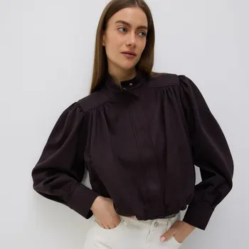 Reserved - Bunda se stojáčkem - tmavě hnědá - 246FT-89X - 246FT-89X-XL