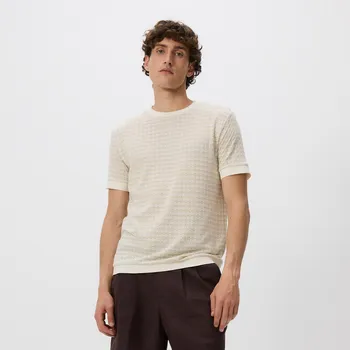 Pánské tričko Reserved - Strukturální tričko regular - béžová - WC970-08X - WC970-08X-M