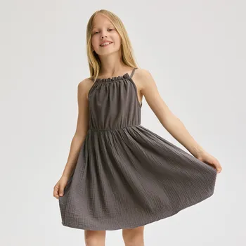 Dívčí šaty Reserved - Šaty s mušelínovým spodkem - tmavě šedá - 175EX-90X - 175EX-90X-140