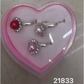 Prsten Prstýnek s Perlami - Sada 3 Ks