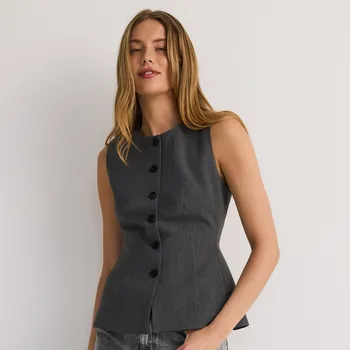 Reserved - Obleková vesta z viskózové směsi - tmavě šedá - 0999P-90X - 0999P-90X-S