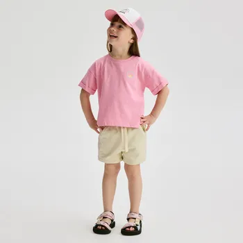 Reserved - Bavlněné kraťasy s výšivkou - světle žlutá - 735EX-10X - 735EX-10X-104