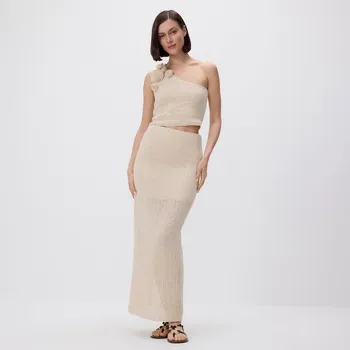 Dámská sukně Reserved - Úpletová midi sukně - béžová - YR611-08X - YR611-08X-L