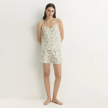 Dámské pyžamo Reserved - Vzorované dvoudílné pyžamo - mátově zelená - 834CR-65X - 834CR-65X-XL