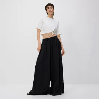 Dámské džíny Reserved - Lyocellové nohavice so širokými nohavicami - šedá - YU018-90J - YU018-90J-42