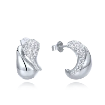 Náušnice MINET JMAN0642SE00 Luxusní stříbrné náušnice s bílými zirkony