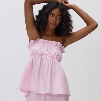 Reserved - Řasený top z viskózy - růžová - 589FB-30X - 589FB-30X-L