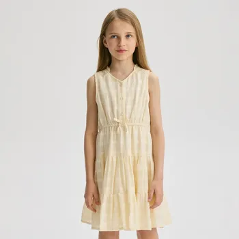 Dětská móda Reserved - Bavlněné šaty - tělová - 246DA-02X - 246DA-02X-140