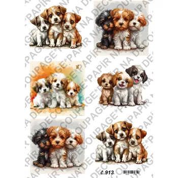 Umělecký papír Rýžový a soft papír na decoupage - Štěnátka - KB0913 Materiál: Rýžový papír, Rozměr: A4