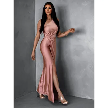 Dámské šaty Starorůžové saténové šaty FIAMMAR na jedno rameno Velikost: ONESIZE