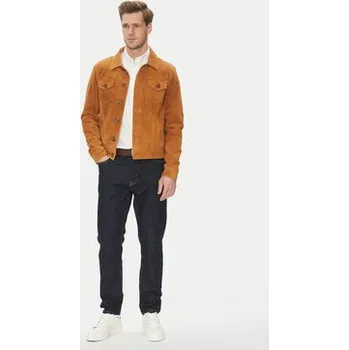 Pánská casual bunda Serge Pariente Kožená bunda Jeans Hnědá Regular Fit 3XL