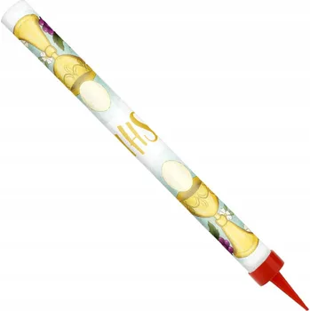 Dortová svíčka DORTOVÁ FONTÁNA Zlatá fontána na dort ke Svatému přijímání IHS Kalich - 18 cm - 60 sekund