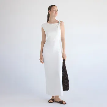 Dámské šaty Reserved - Šaty s dekorativním detailem - krémová - XQ229-01X - XQ229-01X-S