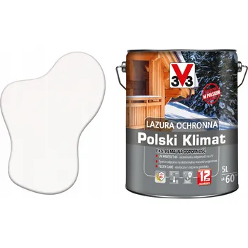 barva a nátěr na dřevo Lazura V33 Polský Climate 12 let 5 l Extreme Alpine White Satin