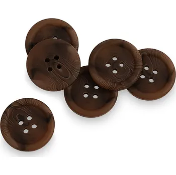 Knoflík Knoflík čtyřdírkový 24 mm hnědý žíhaný sakový Varianta: Hnědočerný proužek