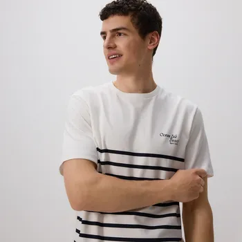 Pánské tričko Reserved - Pruhované tričko regular - bílá - WC954-00X - WC954-00X-S