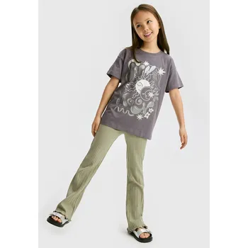 Dívčí kalhoty Reserved - Žebrované legíny - světle olivová - 856CY-81X - 856CY-81X-116