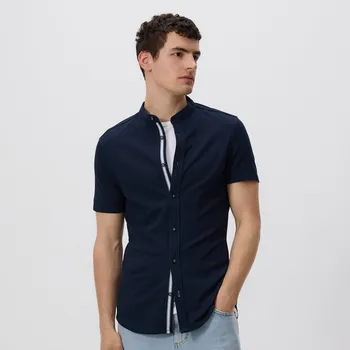 Pánská košile Reserved - Košile super slim fit se stojáčkem - tmavomodrá - 877DI-59X - 877DI-59X-S