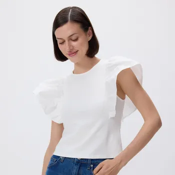 Reserved - Halenka s volánky - bílá - 226DT-00X - 226DT-00X-XXL