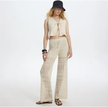 Dámské kalhoty Reserved - Pletené kalhoty z viskózy - tělová - 920EX-02X - 920EX-02X-L