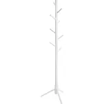 VASAGLE Stojanový věšák dřevěný bílý 8 háčků 47 x 47 x 175cm