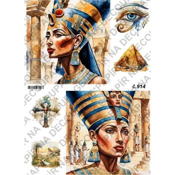 Umělecký papír Rýžový a soft papír na decoupage - Egypt - KB0914 Materiál: Soft, Rozměr: A4