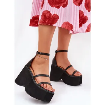 Dámské sandále Bota na klínech 2806 černá - Step in style 37