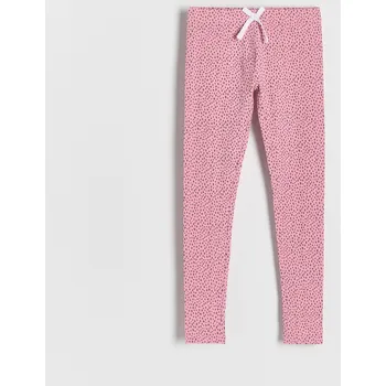 Dívčí kalhoty Reserved - Vzorované legíny s mašlí - růžová - 832CY-30X - 832CY-30X-152