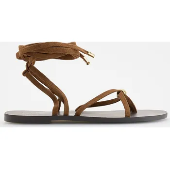 Dámské sandále Reserved - Kožené sandály s vázáním - béžová - 605CP-80X - 605CP-80X-38